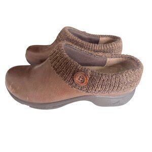 Dansko Kenzie Clog Slipper Shoes Womens Size EU 41 US 10.5/11 Brown Leather & Kn